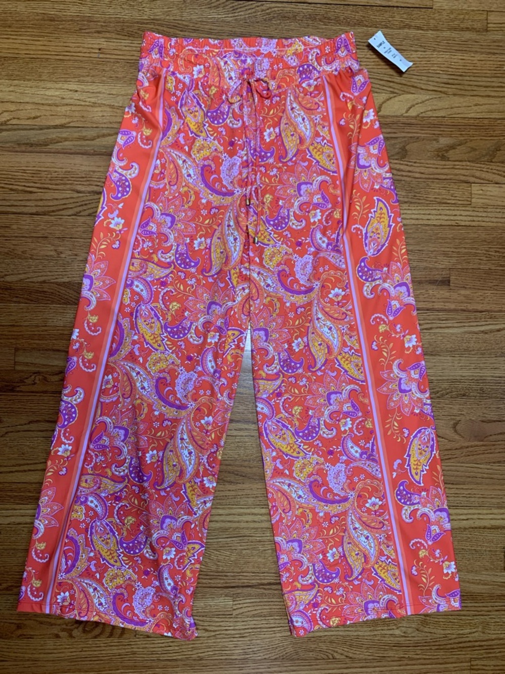 Sunshine 79 swim coverup pants - wide leg beach pants, coral paisley